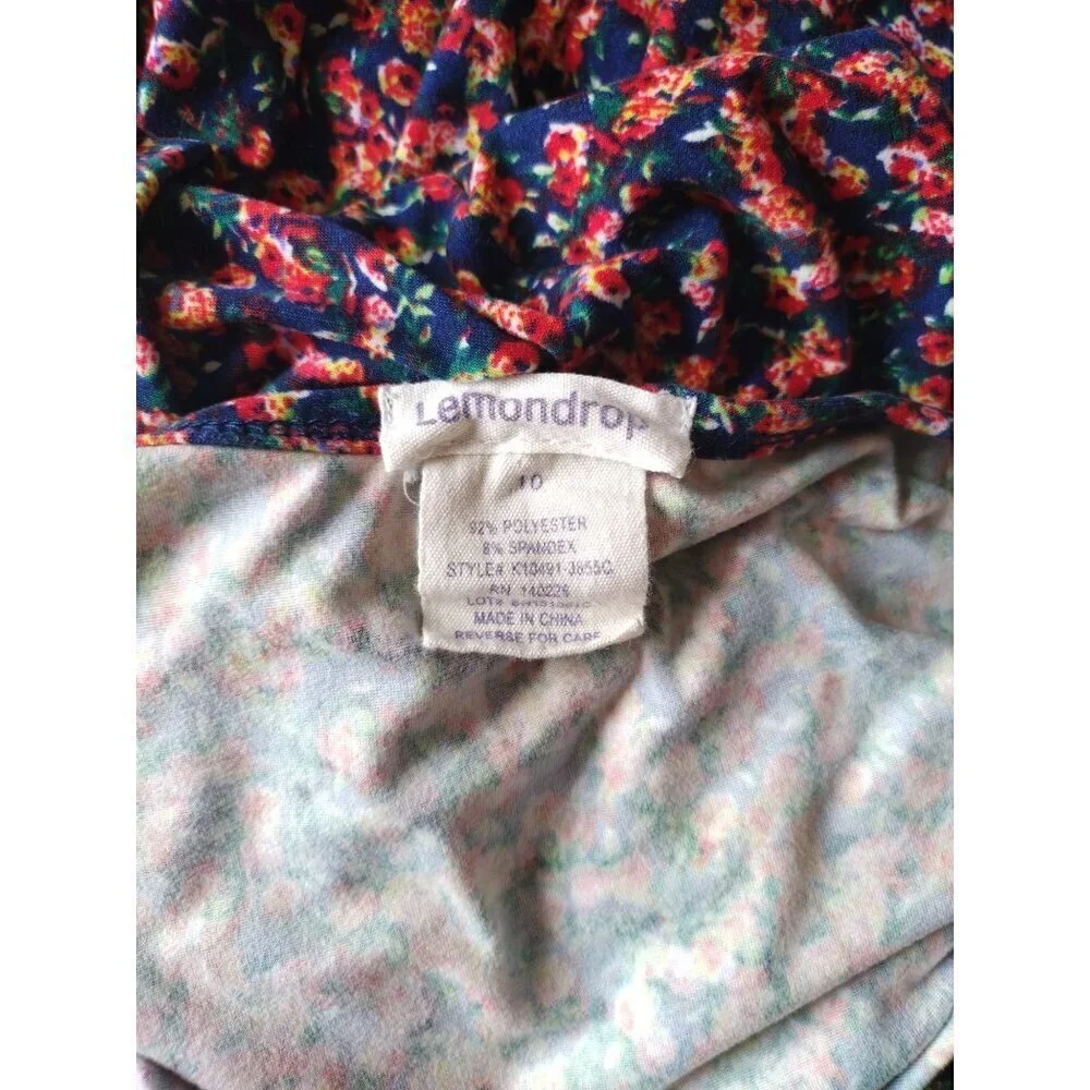 LEMONDROP, short-sleeved dress, with multicolored flowers, for girls, Size 10